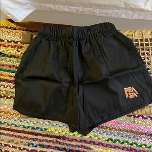 Prada black nylon logo patch shorts